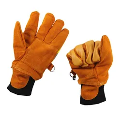 Guantes de protección ignífugos de cuero de vaca para bombero, guantes de aislamiento térmico resistentes al desgaste, reflectantes, de seguridad para el trabajo de primeros auxilios