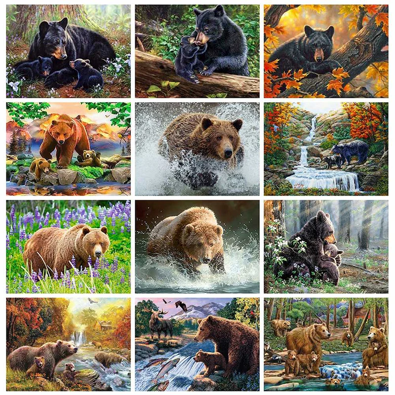 5D Diamond Painting Cross Stitch Animal Full Square Diamond Embroidery Bear Sale Mosaic Home Decoration