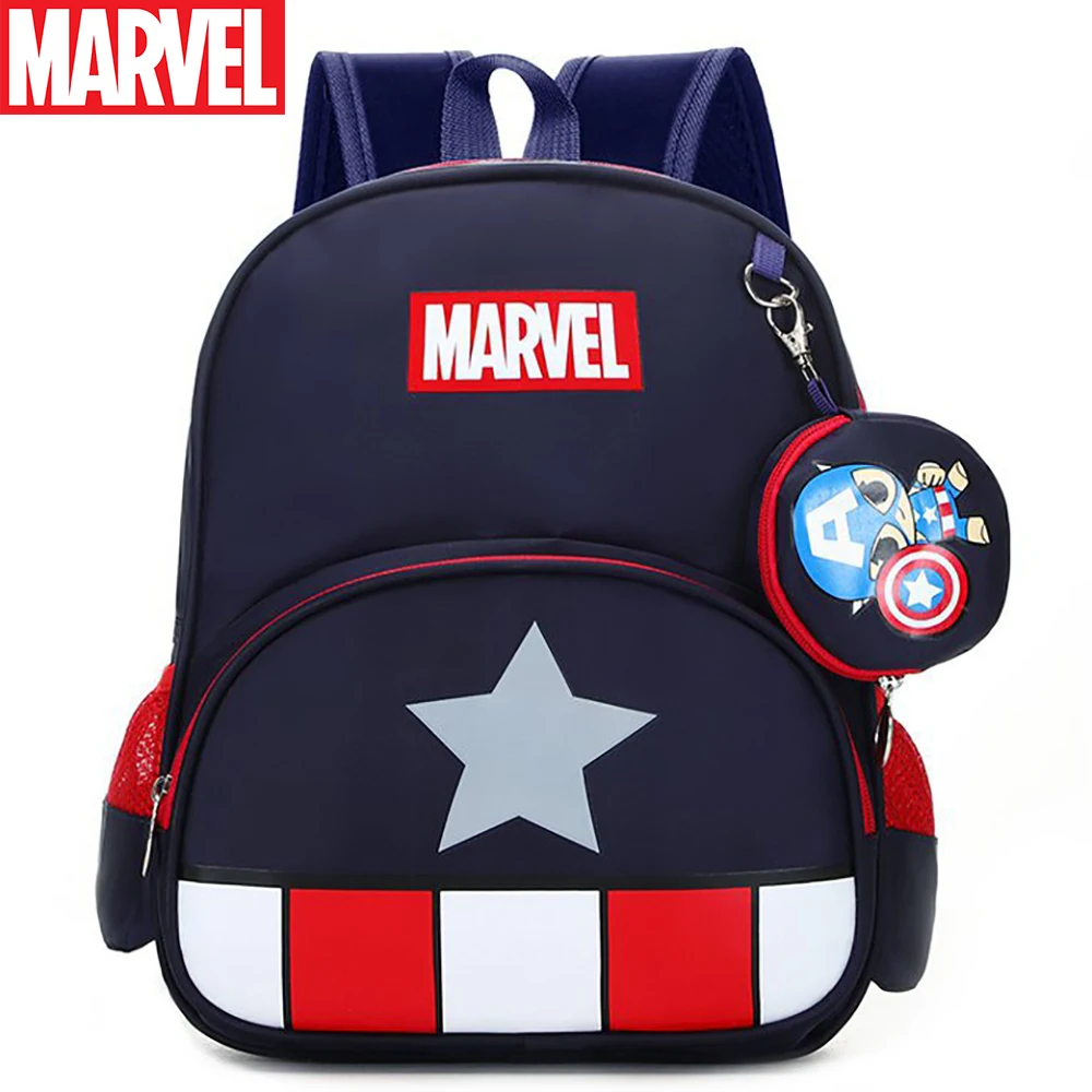 

Marvel Boys Backpack For Students Brand Cartoon Captain America Kids Handbags Children Spiderman Cute Schoolbags Large Capacity