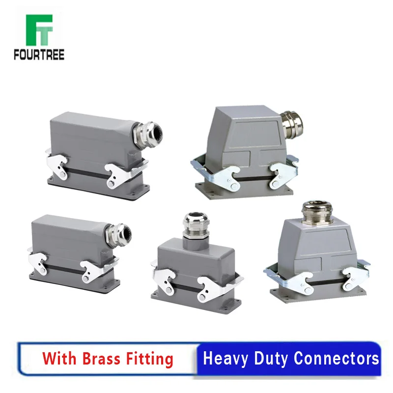 Heavy-Duty Connector Rectangular HDC-HE Industrial Waterproof Aviation Plug Socket Top Side Line 6/10/16/24/32/48 Cores