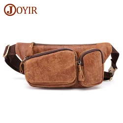 JOYIR-riñonera de cuero genuino para hombre, bolso de cintura para teléfono, para el pecho