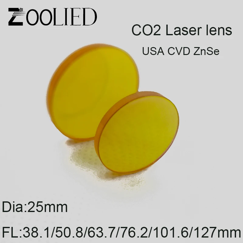 Usa ZnSe Lens Plano-convex IR lens For CO2 Beam Laser Machine Zinc Selenide Dia.25mm FL38.1 50.8 63.7  76.2 101.6 127mm