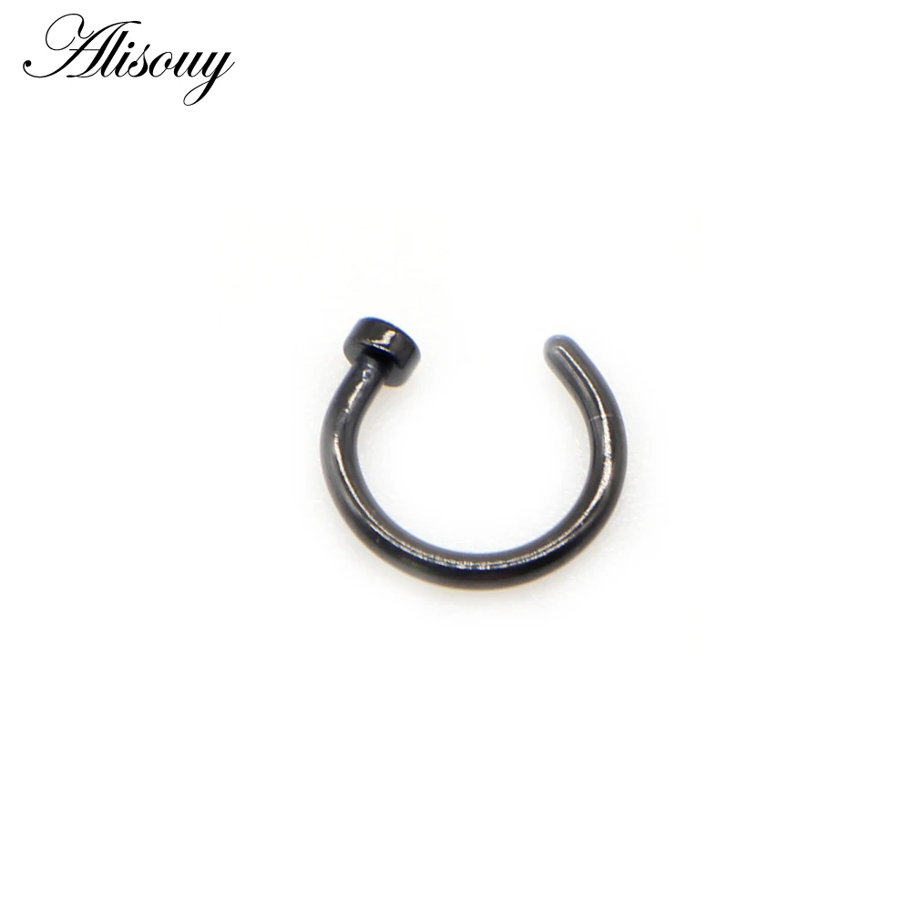 Alisouy 1pc New Stainless Steel Punk Clip on Fake Piercing Body Nose Lip Rings Unisex Nose Ring Women Septum Piercing Jewelry