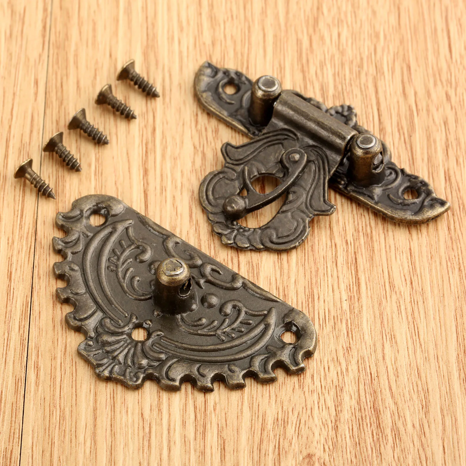 Antique Bronze Box Hasps Lock Catch Latches for Jewelry Chest Box Suitcase Buckle Clip Clasp Funiture Hardware 50x56mm 58x68mm