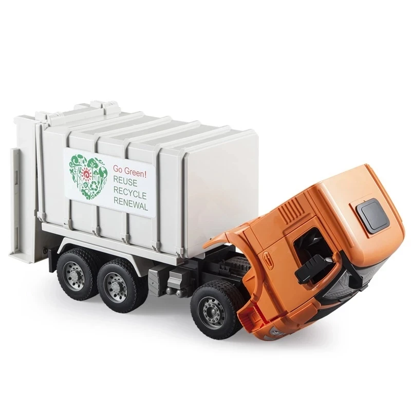 Simulation Garbage Sorting Truck Liftable Trash Truck Head Flip Openable Door & Back Cover Container Puzzle Car Boy Kid Gift Toy