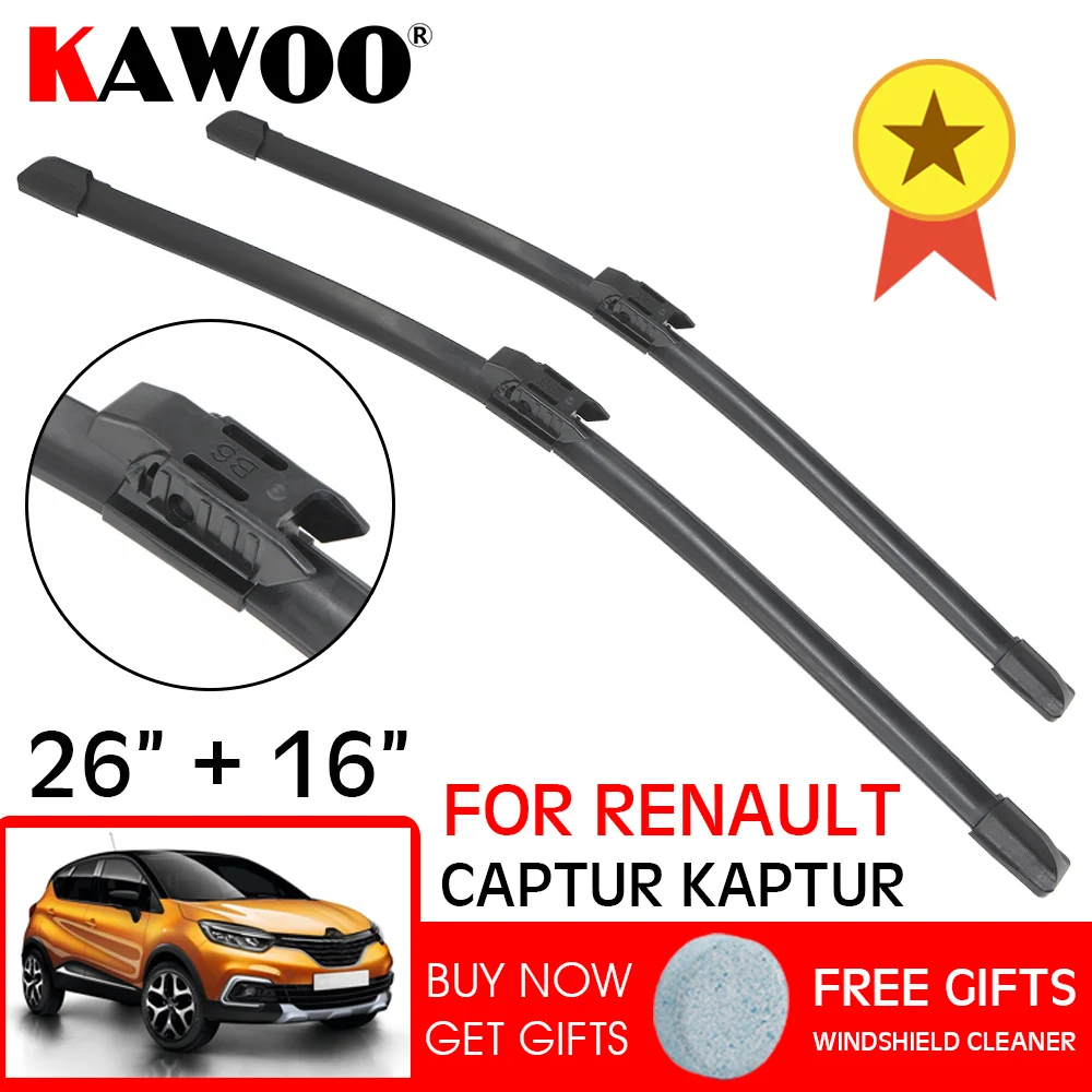 

KAWOO LHD RHD Wipers Front Window Car Wiper Blades 26"+16" For Renault Captur Kaptur 2016 2017 2018 2019 Year Windshield Blade