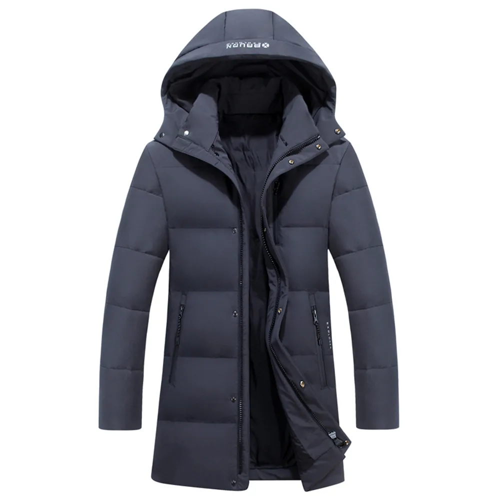 เป็ดสีขาวลงผู้ชายฤดูหนาวลงเสื้อคุณภาพหมวกถอดออกได้ Snow Warm Thicken Stand Collar Outerwear กันน้ำ Parkas