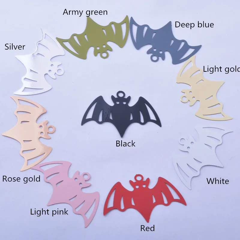 30 Stück AB6841 27*41mm Halloween-Anhänger aus Messing in Roségold- und Silberfarbe, Fledermaus-Anhänger zur Herstellung von Halsketten und Ohrringen – Detail 3