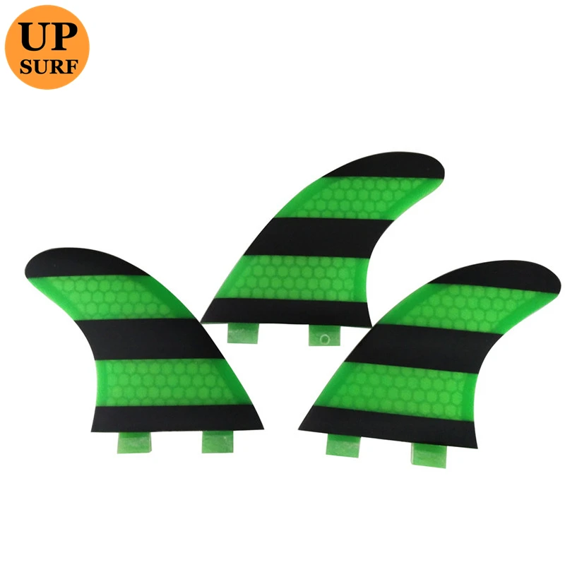 ShortBoard Fins Double Tabs L Surfboard fin Honeycomb Fin Quilhas UPSURF FCS Funboard Fins Tri Green Black Surfing Fins