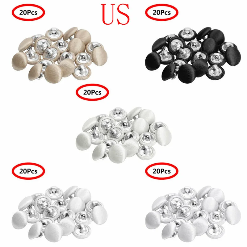 20Pc Smooth Satin Covered Buttons DIY Half-dome Shaped Botones Elegant Bridal Gowns Suits Shirts Decor Button Sewing Accessories