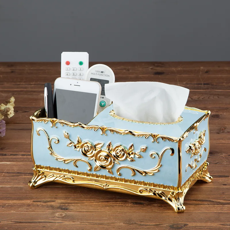 European-style luxury creative living room dining room multifunctional tissue box drawer box desktop remote storage box napkin