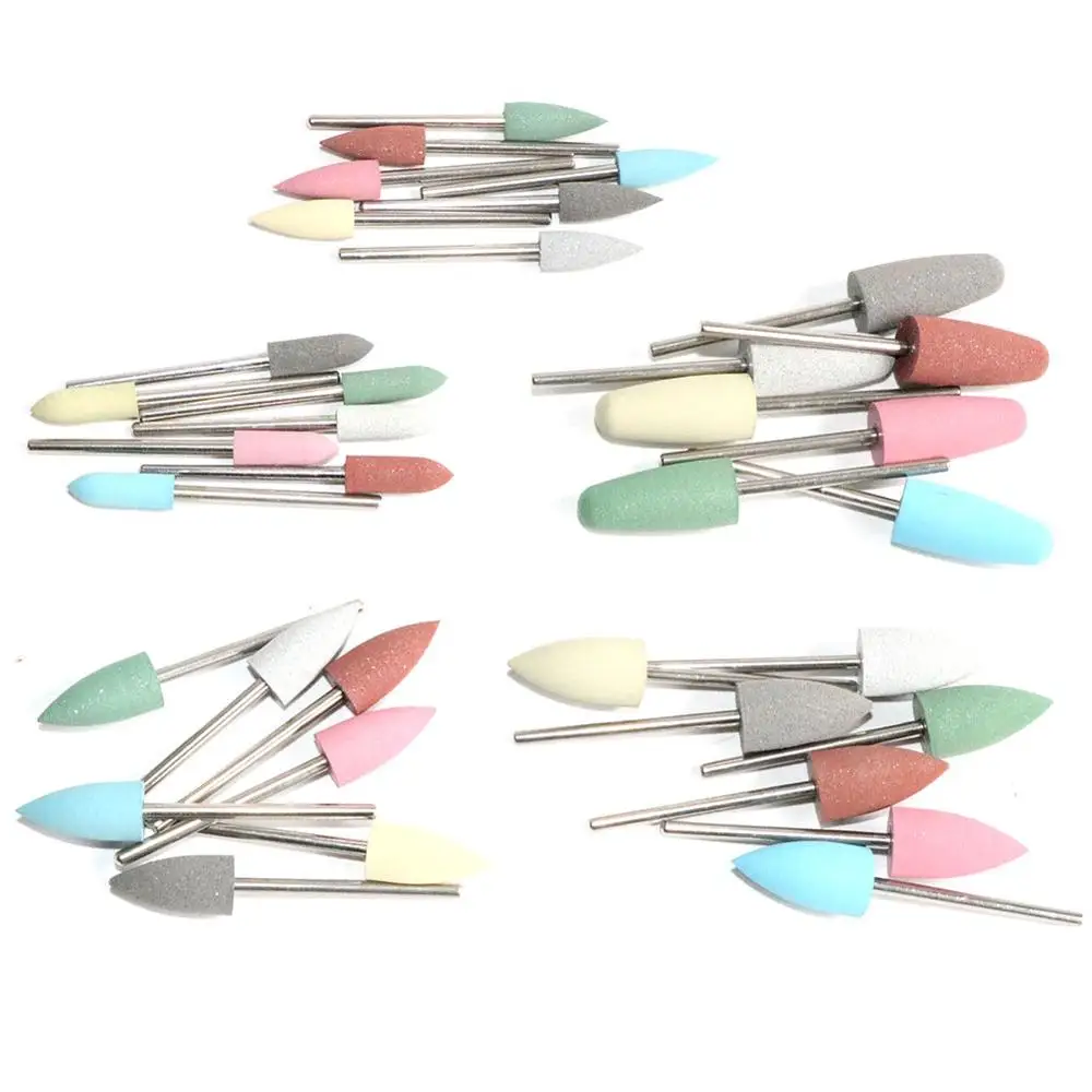 10pc/35pc 고무 실리콘 네일 드릴 밀링 커터 매니큐어 비트 유연한 폴리 셔 기계 전기 네일 파일 아트 도구