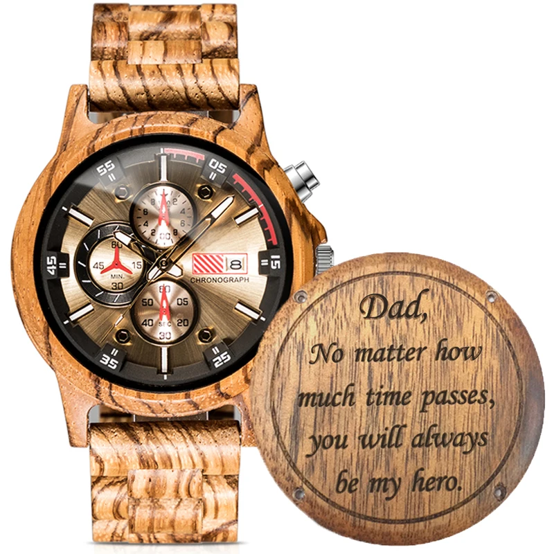 

Dad Gift Customized Creative Men Watch Luxury Sport Watches Zebra Walnut Black Sandalwood Wood Chronograph Quartz Wristwatch