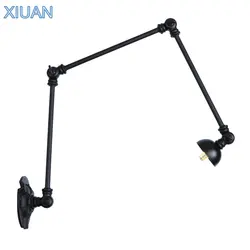 Long Swing Arm Wall Light Adjustable Joint Loft Foldable Arms American Iron Black Wall Lamp Vintage Bedroom Study Reading Lamps