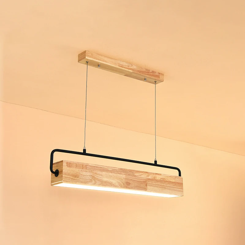 Imagem -03 - Nordic Wood Led Pendant Lights Modern Pendant Lamps Long Strip Pendurado Lâmpada Apto para Jantar Sala de Estar Cozinha Escritório Loja Bar Café