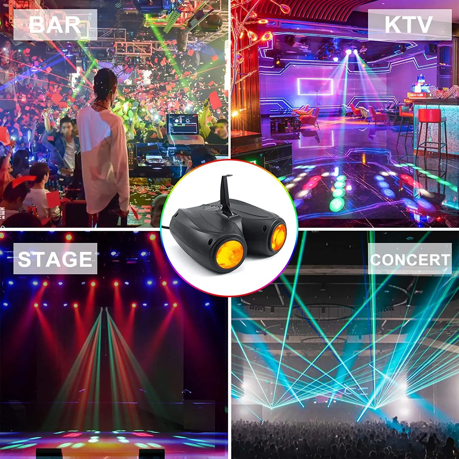 Led Double Head Disco Lamp Spotlight Colorful DJ Party Light Projector 128/64led Stage Effect Lighting for Home Entertainment