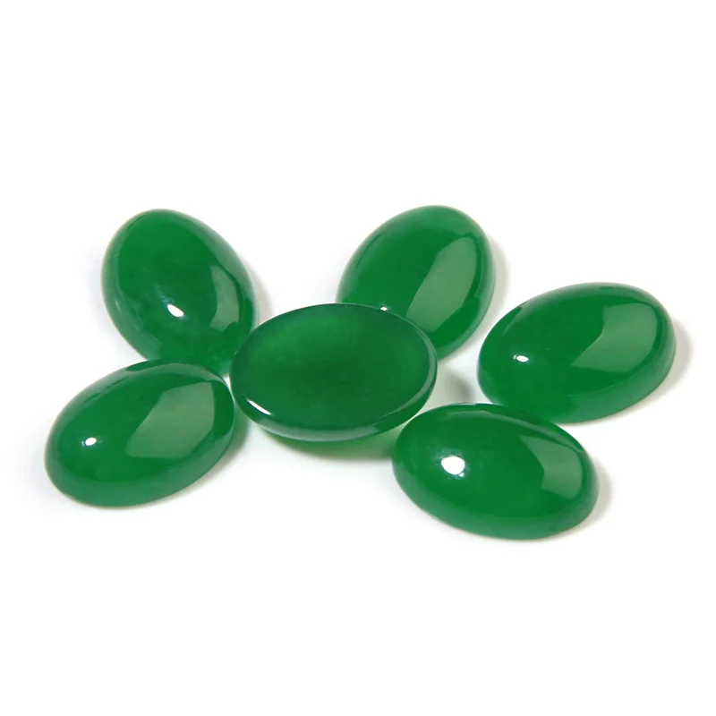 10pcs Natural Stone 10x14/13x18/18x25mm Oval Flatback Green Jade Cabochon Spacers For DIY Jewelry Making Earrings Accessories