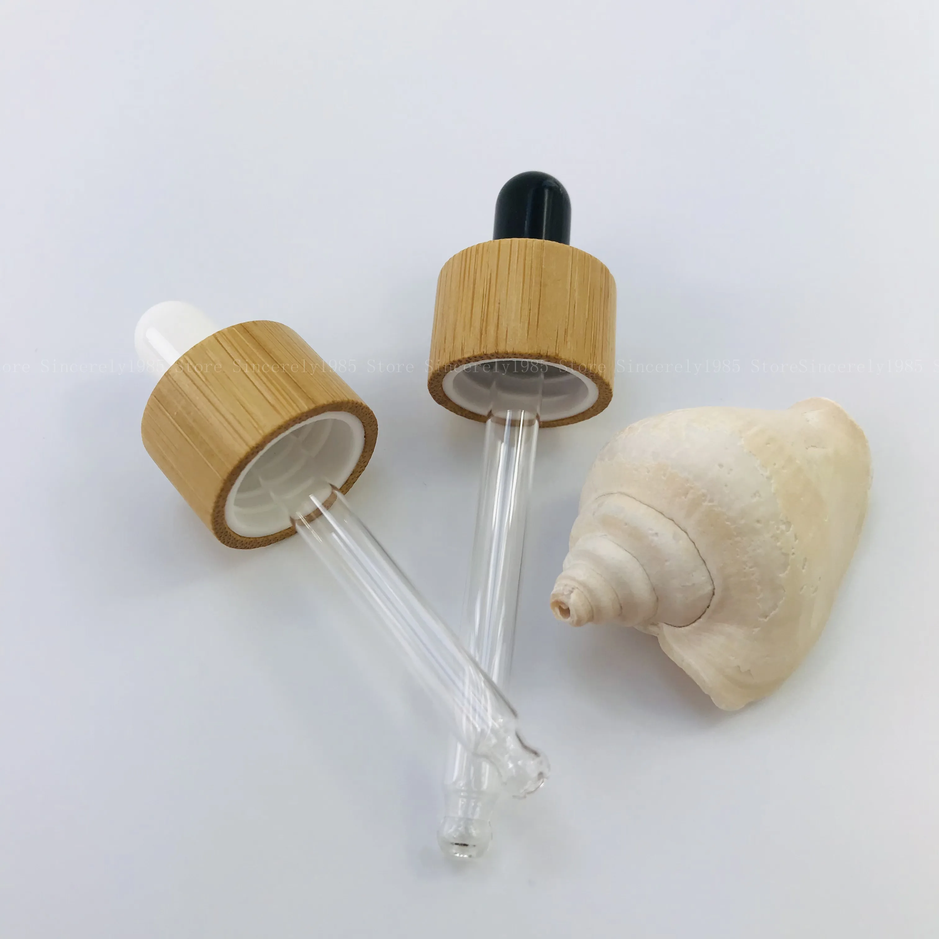 100csp 18mm/410 Glass Bottle Dropper Cap Natural Wood Grain Bamboo Lid /Wood Grain Lid With Pipette