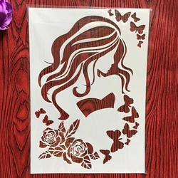 A4 29 * 21 cm bellezza Ragazza Stencil fai da te Pittura murale Scrapbook Colorazione Goffratura Album Modello di carta di carta decorativa