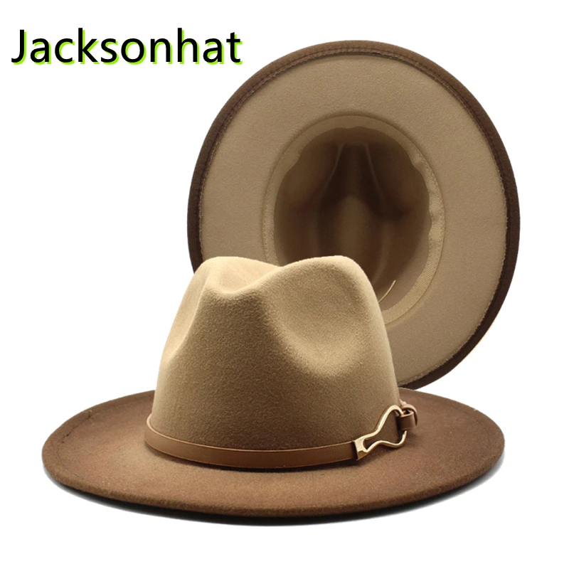 Fashion Metal Gradient Fedora Hat Spray Paint Top Hat Women Woolen Top Hat Men Women Fall Winter Felt Hat Jazz Hat