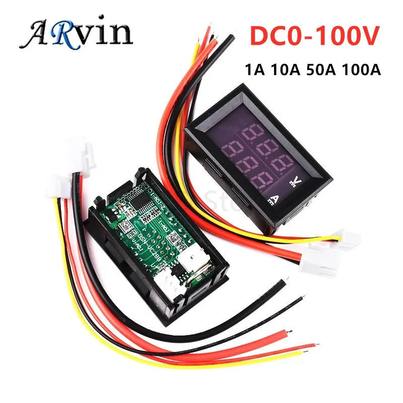 DC 100V 10A Voltmeter Digital Voltmeter Ammeter Blue + Red LED Amp Dual Digital Volt Meter Gauge Electromobile Motorcycle Car