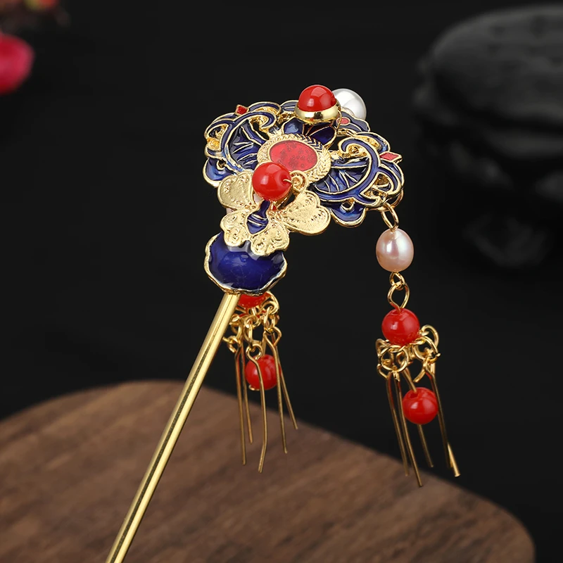 Exquisite Classical Pearls Tassel Step Shake Chinese Style Hair Stick Hair Pin Hanfu Headwear Bride Hair Accessories