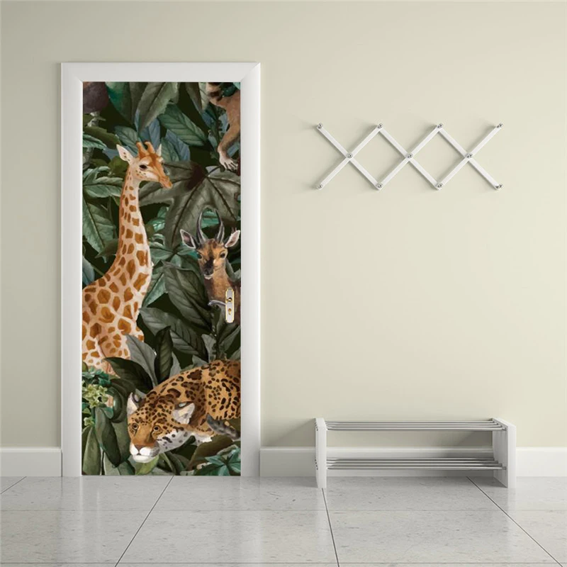 

Self-adhesive animal art door stickers home decoration door cover wall stickers mural porch wallpaper poster