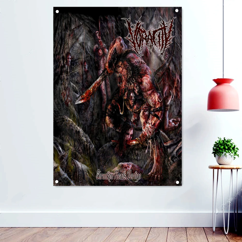 Ogre Death Artist Tapestry Retro Black Metal Music Art Banner Rock Band Logo Poster Macabre Skull Flags Painting Wall decoration