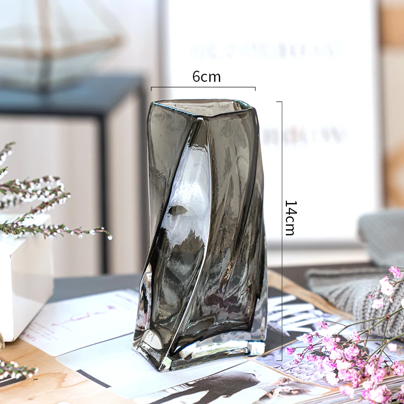 European style creative geometric glass vase living room water planting flower arrangement, vase table decoration ornaments