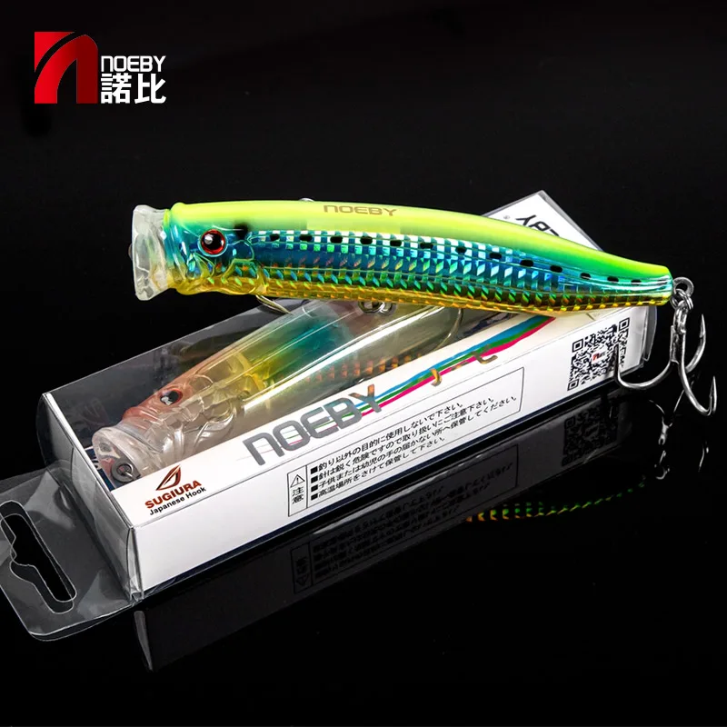 Noeby Topwater Popper Fishing Lure 100 120 150mm Wobbler Artificial Hard Baits Feed Popper for Sea Bass Tuna GT Fishing Lures