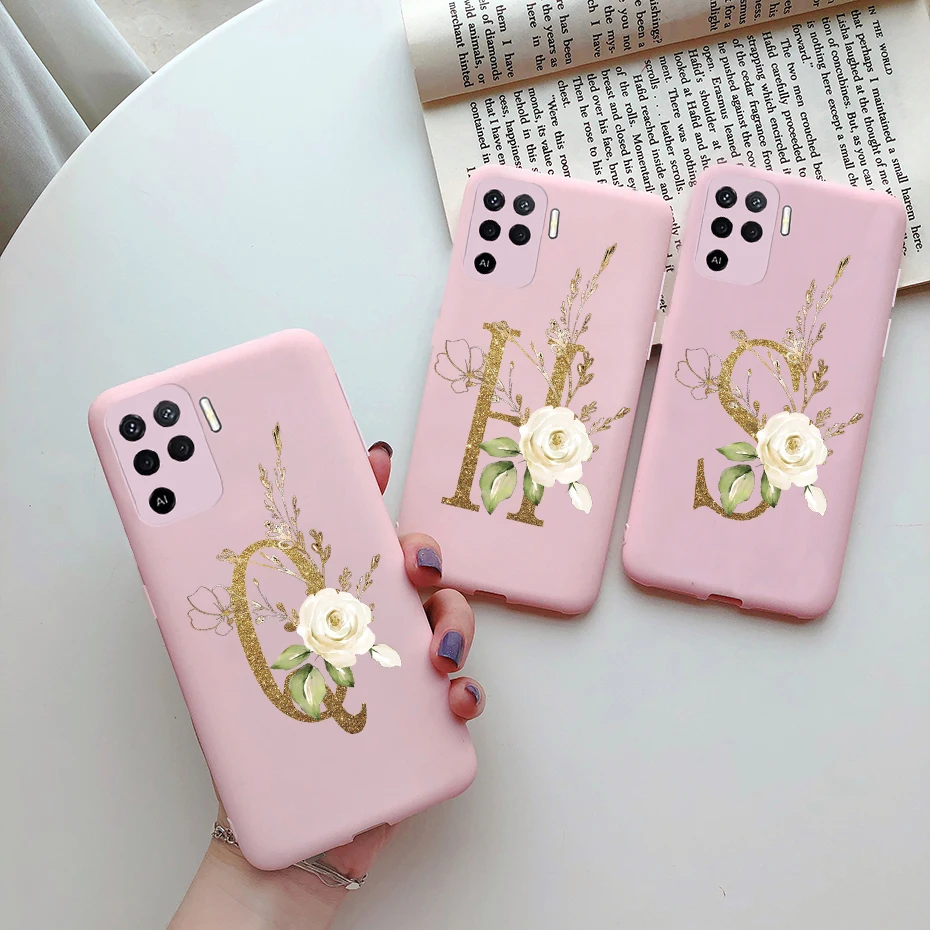 Phone Cases For OPPO A94 F19 Pro Reno 5 Lite Silicone Back Soft Case Cute Letters Cover Shockproof Bumper For OPPO A94 5G Case