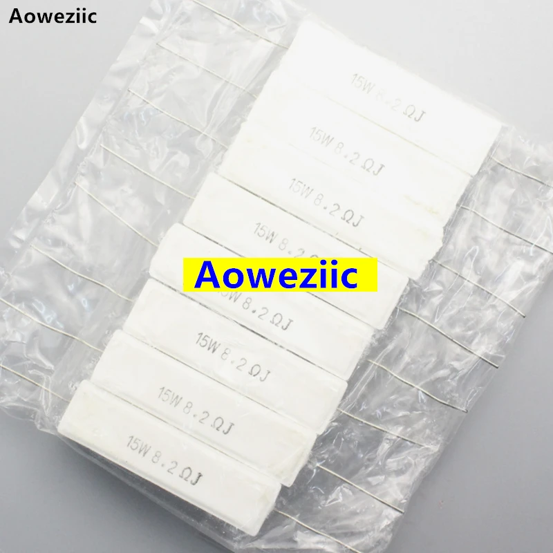 10 Chiếc 15W8R2J 15W8.2ΩJ RX27 Ngang Xi Măng Điện Trở 15W 8.2 Ohm 15W8.2RJ Gốm Chống Độ Chính Xác 5% Công Suất Kháng
