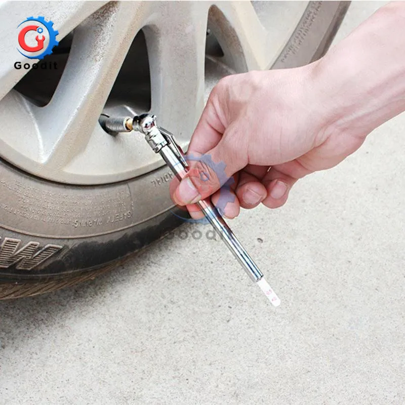 5-50 PSI Car Tire Pressure Gauge Portable Handheld Tire/Tyre Air Pressure Test Meter Pen Shape Durable Silver Emergency Use Car