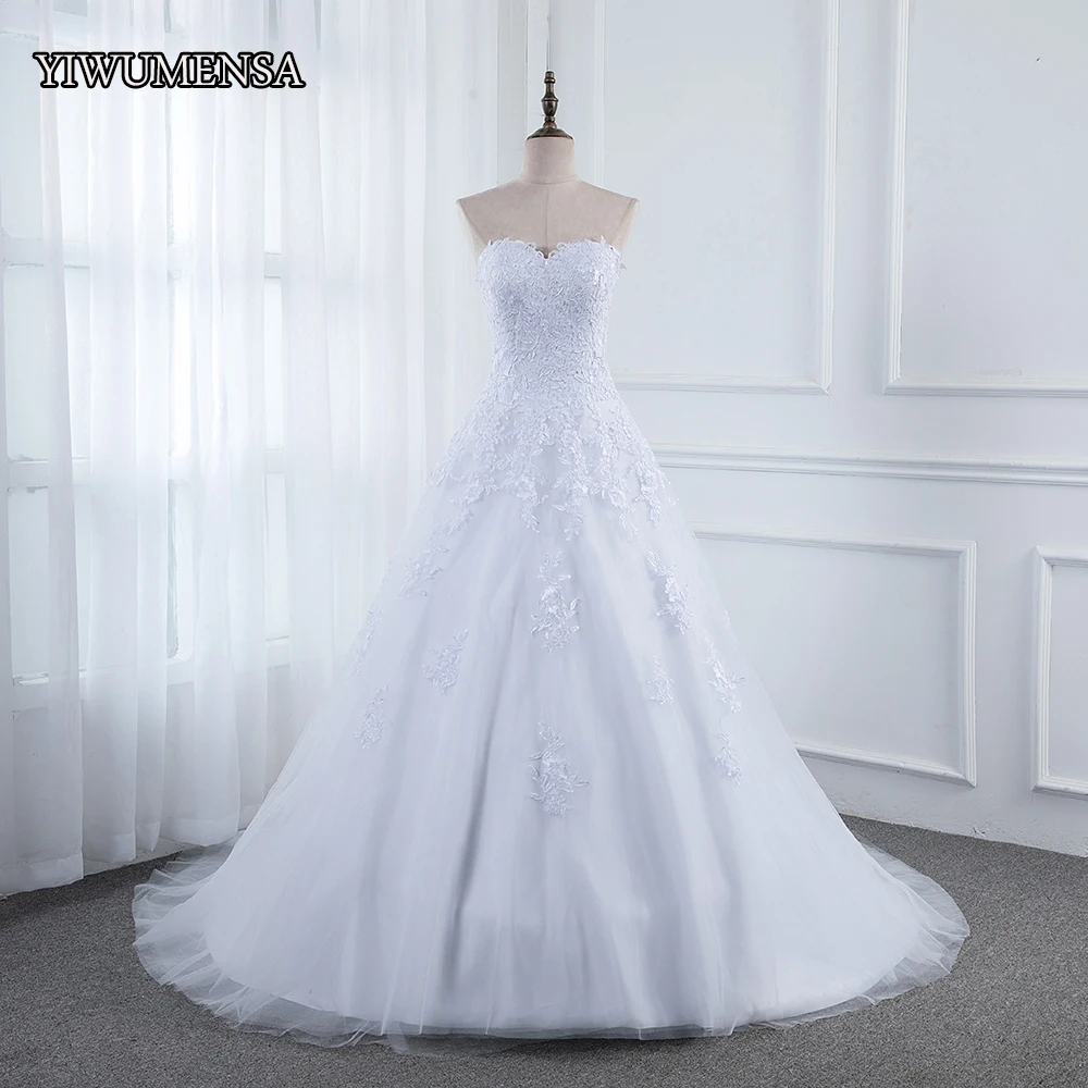 

Elegant Strapless A Line Wedding Dresses For Bride Customized Lace-Up Beading Bridal Gowns Women Formal Party Marriage Clothing