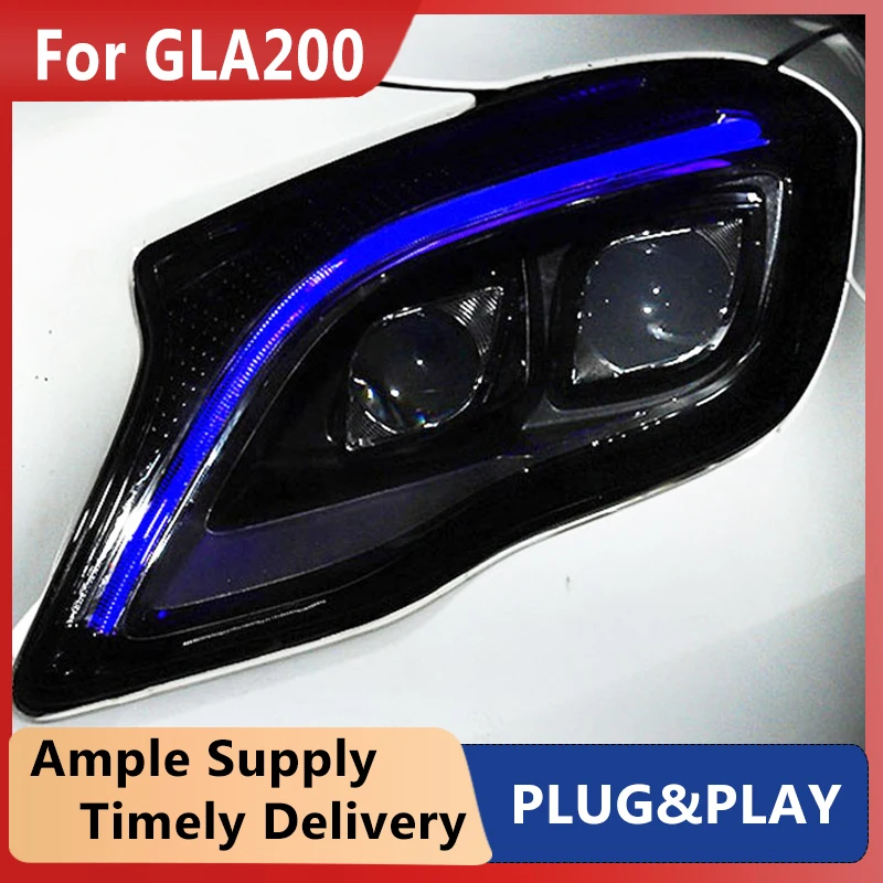 Cars Headlight For Mercedes-Benz GLA200 GLA220 GLA260 Headlights LED DRL Running lights Bi-Xenon Beam Fog lights angel eyes