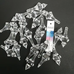 Camal 60pcs 48MM Acrylic Crystal Pointed Cone Pendant Chandelier Curtain Wedding Party Lamp Lighting Christmas Tree Hanging DIY