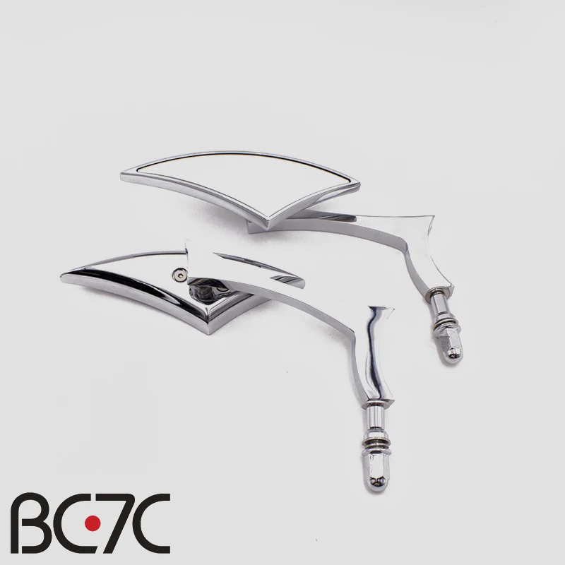 BC7C Motorcycle Rear View Mirrors Blade Knife shaped Black Metal Side Mirror For Harley 883