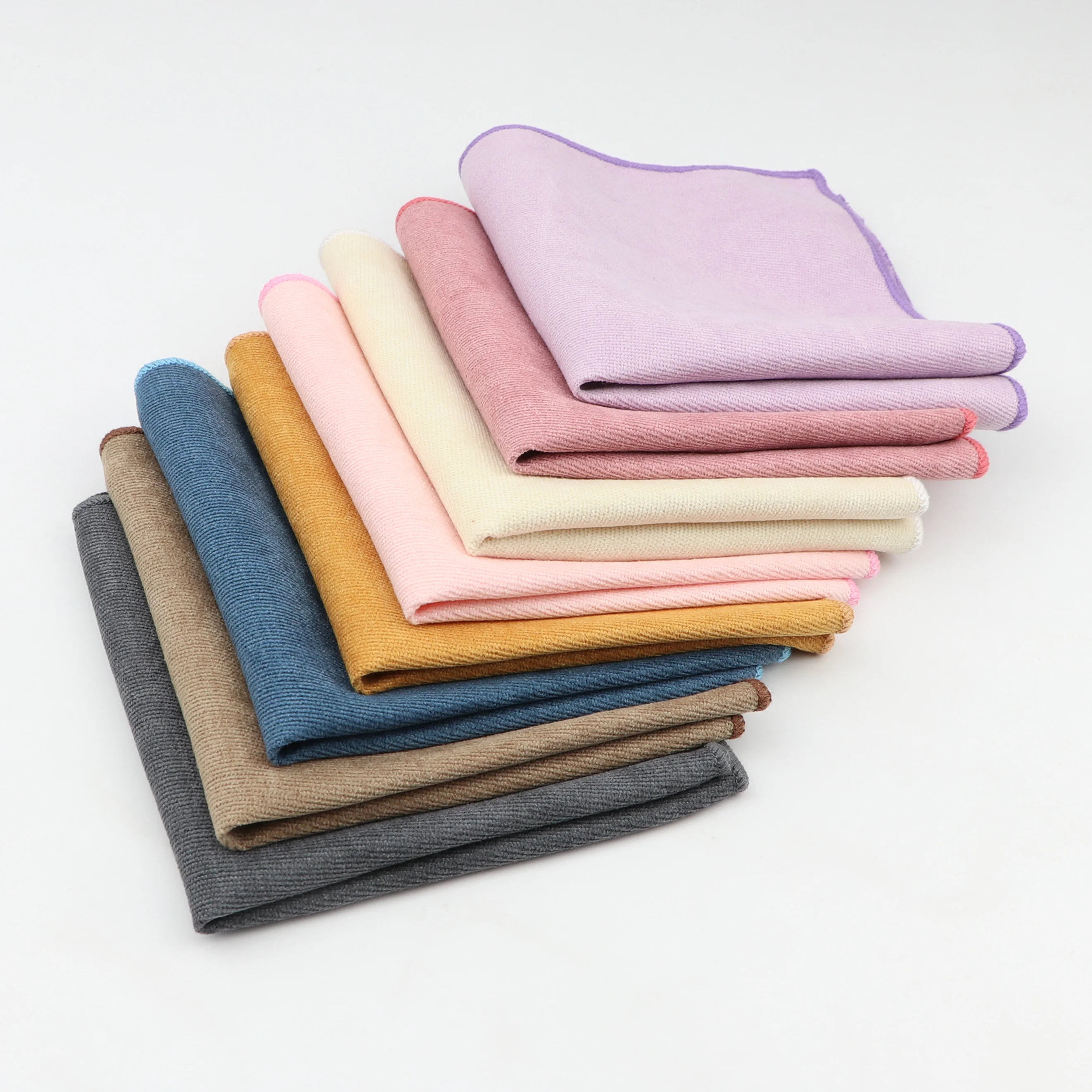 Solido Morbido Microsuede Fazzoletti Tessuto Bianco Rosa Rosso Blu Pocket Piazza Mens Casual Piazza Tasche Fazzoletto Asciugamani