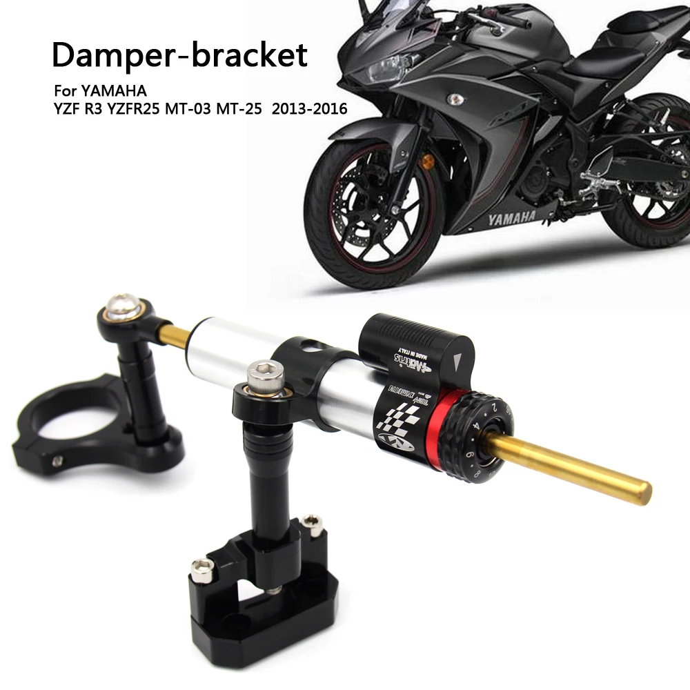 

Motorcycles CNC Aluminum Adjustable Steering Stabilize Damper Bracket Mount Kit For YAMAHA YZF R3 YZFR25 MT-03 MT-25