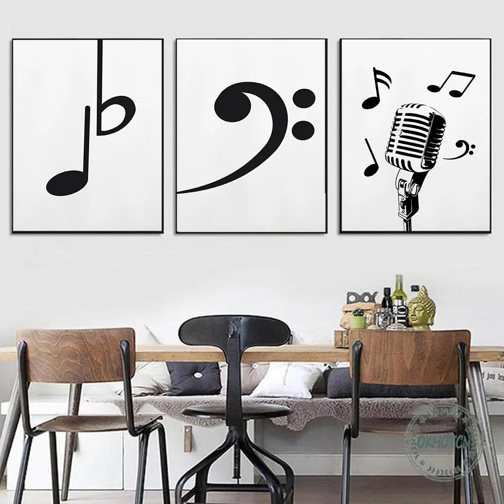 Music Theme Digital Cover Poster Retro Card Pop Art Prints Guitar Trumpet Music Note Microphone Canvas Painting Home Decor