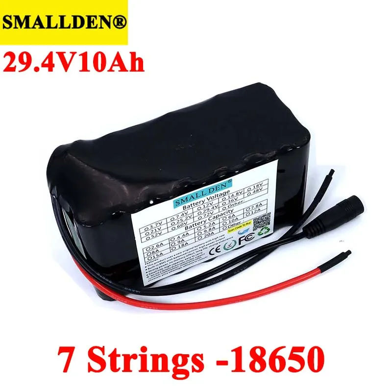 SMALLDEN 24V 10Ah 7S3P 18650 Rechargeable battery pack 29.4V Electric bicycle moped li-ion batteries with 15A BMS Protection