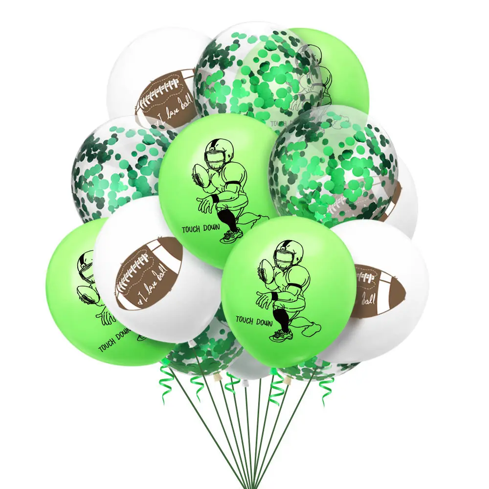 Juego de globos de fiesta para niño y niña, Set de 10 piezas con tema de Rugby, de 12 pulgadas Decoración de cumpleaños, bolas decorativas de látex, juguetes inflables