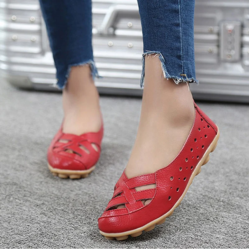 Women Flats Shoes Slip On Shoes For Women Fashion Women\'s Moccasins Flat Genuine Leather Women Shoes Casual Female Zapatos Mujer