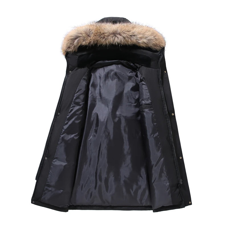 2021 Long down jacket star tiktok brand same style men's puffer with thick young winter coat fur collar hooded couples coat