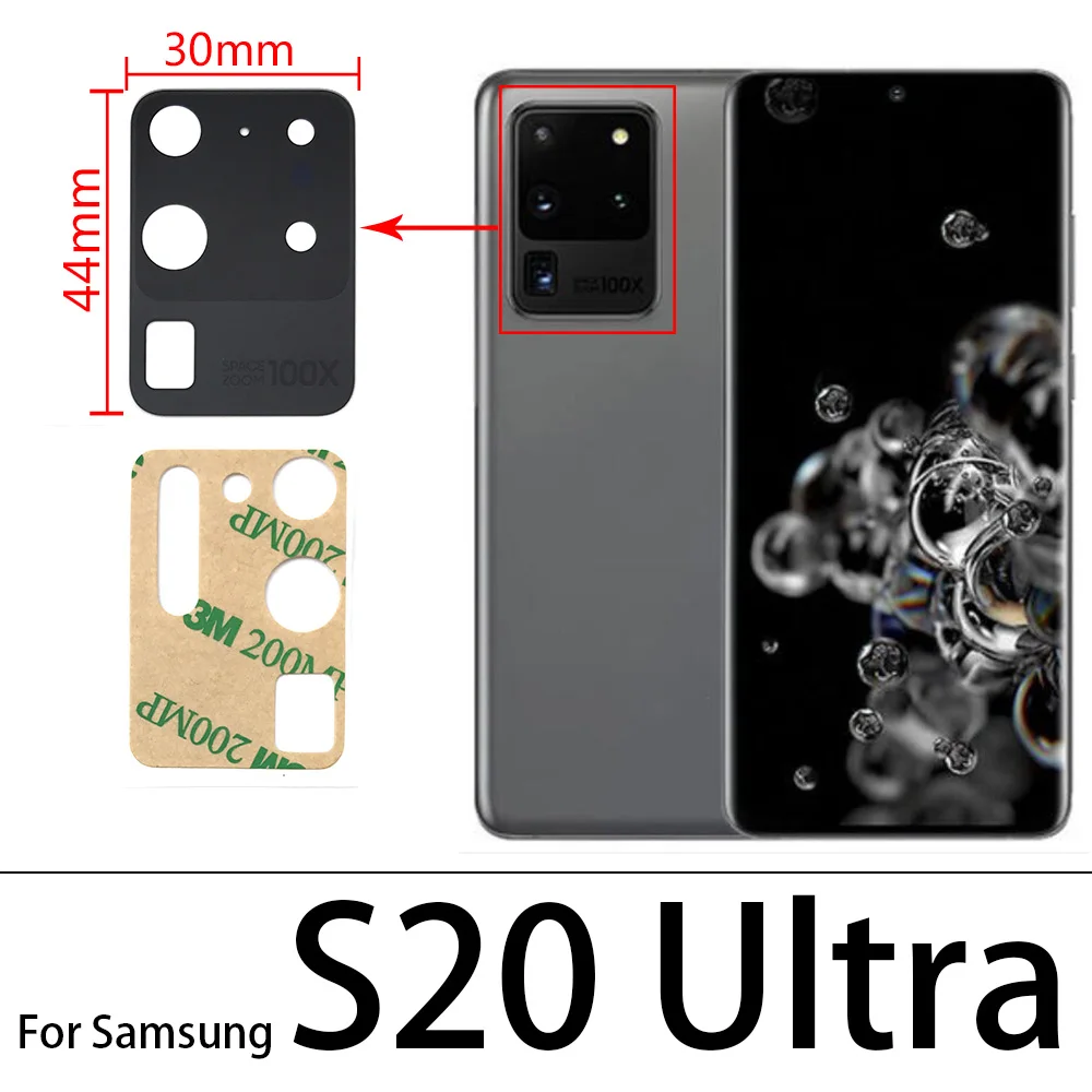 Lente de Cristal para cámara trasera con pegamento, accesorio para Samsung S8, S9, S10, S10e, 5G, S20 Plus, S20 Fe, S20 Ultra, Note 9, 10 Lite Plus,