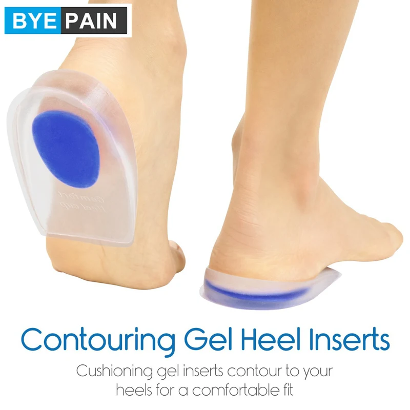 1Pair Heel Cups Plantar Fasciitis Inserts Silicone Gel Heel Cup Pads for Heel Spur and Pain Relieve, PU Gel Heel Protectors