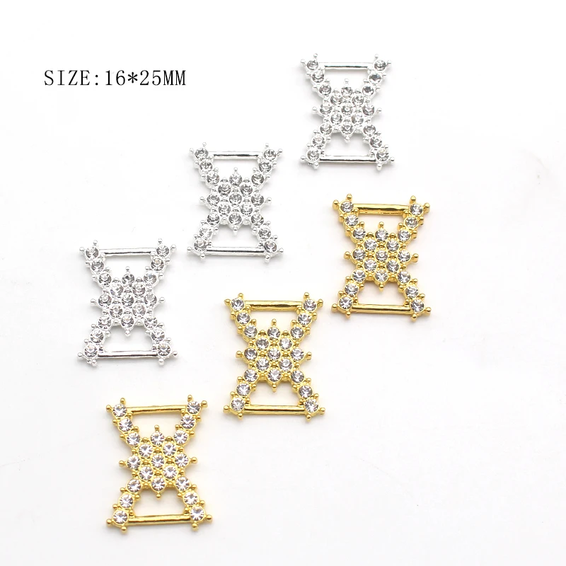 New 10Pcs/Lot 16*25mm Alloy Rhinestones Buckles Jewelry Decoration DIY Sewing Handwork Beautiful Clothing Accessories
