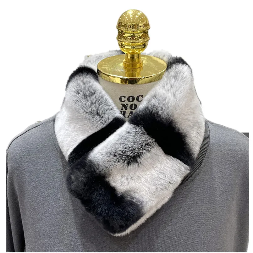 

Real Fur Scarf Wraps for Women Genuine Rex Rabbit Fur Neckerchiefs Fall Winter Neck Warmer