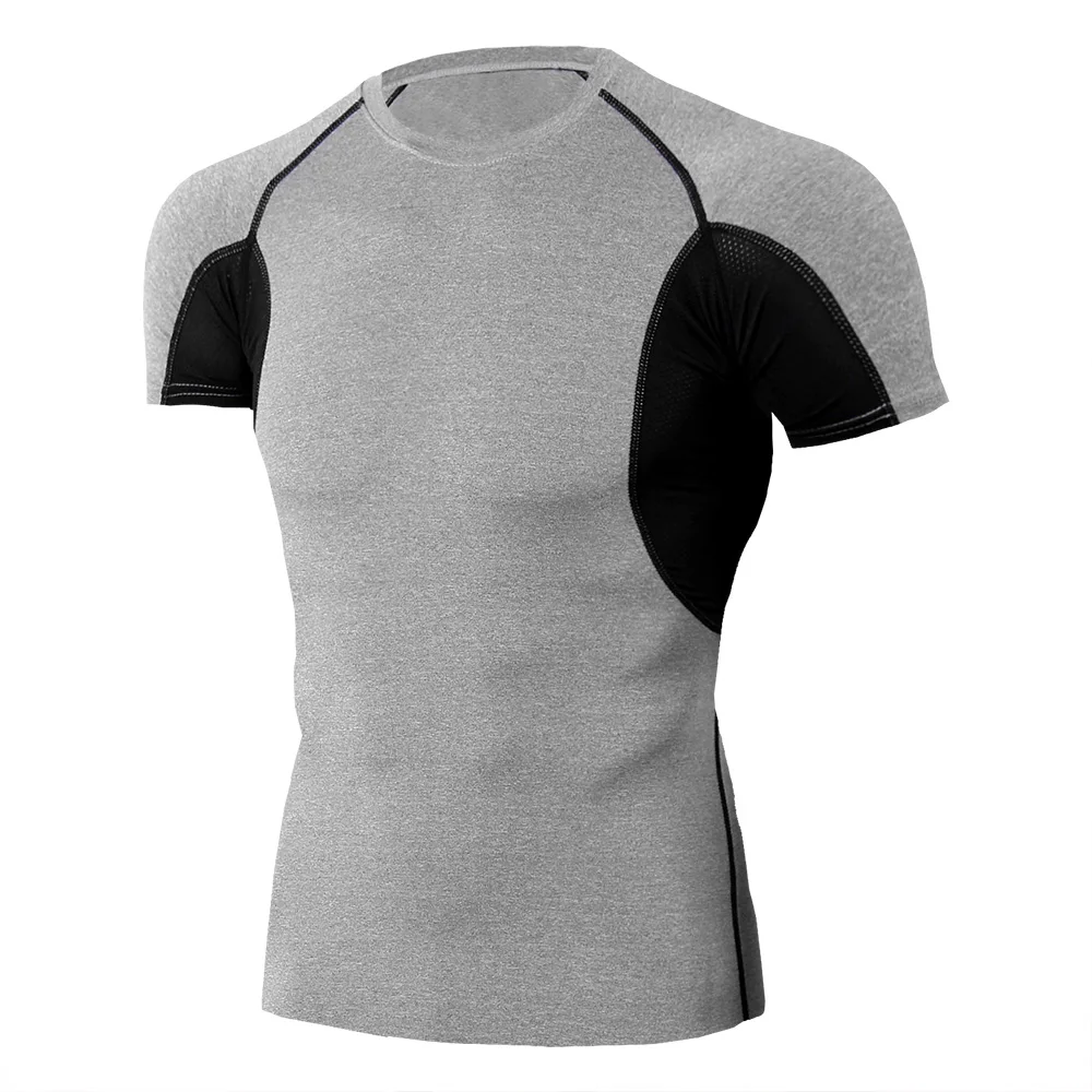 Camicia a compressione da uomo Bodybuilding Running Gym Workout Training Jogging manica corta Dry Fit Tight top T-Shirt Fitness