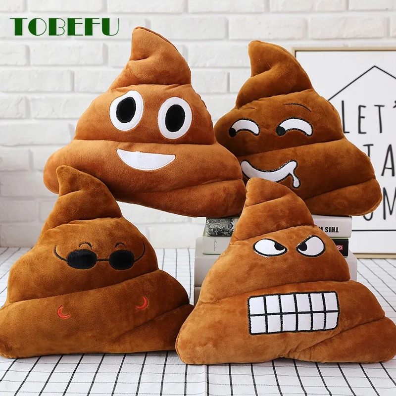 TOBEFU 1PC Poop Plush Pillow Funny Triangle Emotion Cushion Cute Decorative Stuffed Toy Brown Gifts for Kids